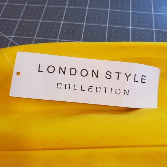 London style collection yellow A line belted dress Womens 16 NWT flare skirt - Picture 7 of 10